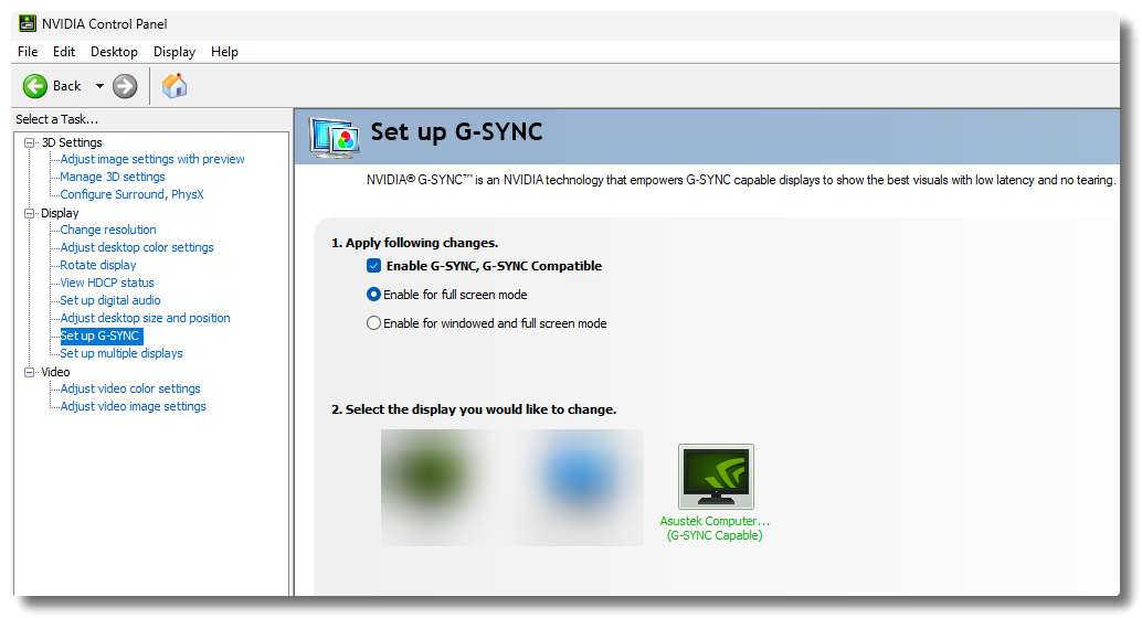 Nvidia control panel sales g sync