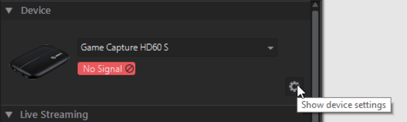 Game Capture HD60 S with no signal alert.