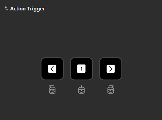 In the example, turning the dial counter-clockwise goes to the Previous Page, clockwise goes to the Next Page, and pressing the dial returns to Page 1.