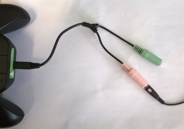 green and pink headset adapter