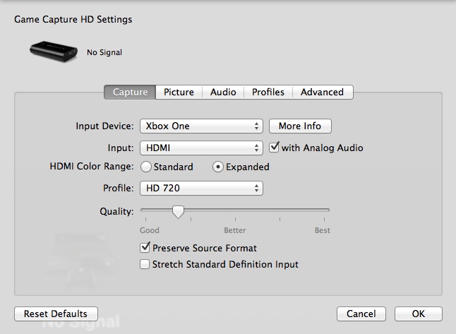 Capture settings and Elgato Game Capture HD – Elgato