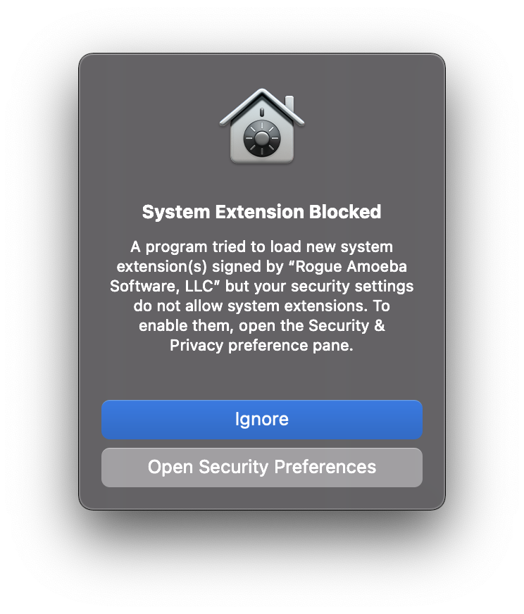 Screenshot of the System Extension Blocked pop up