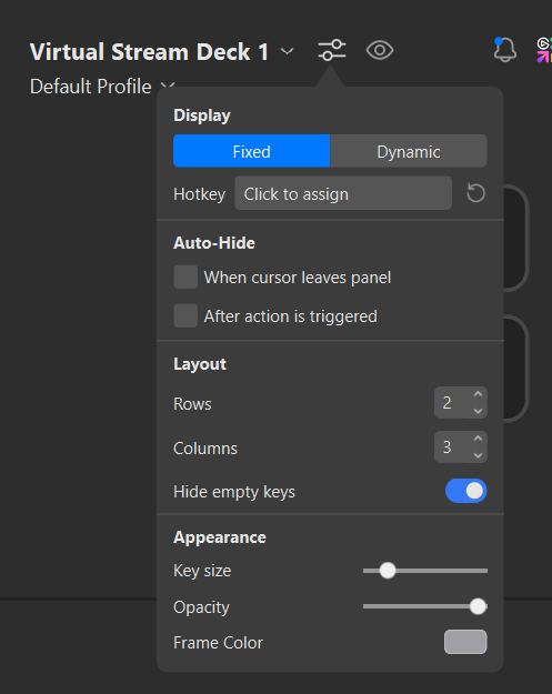Virtual Stream Deck Settings